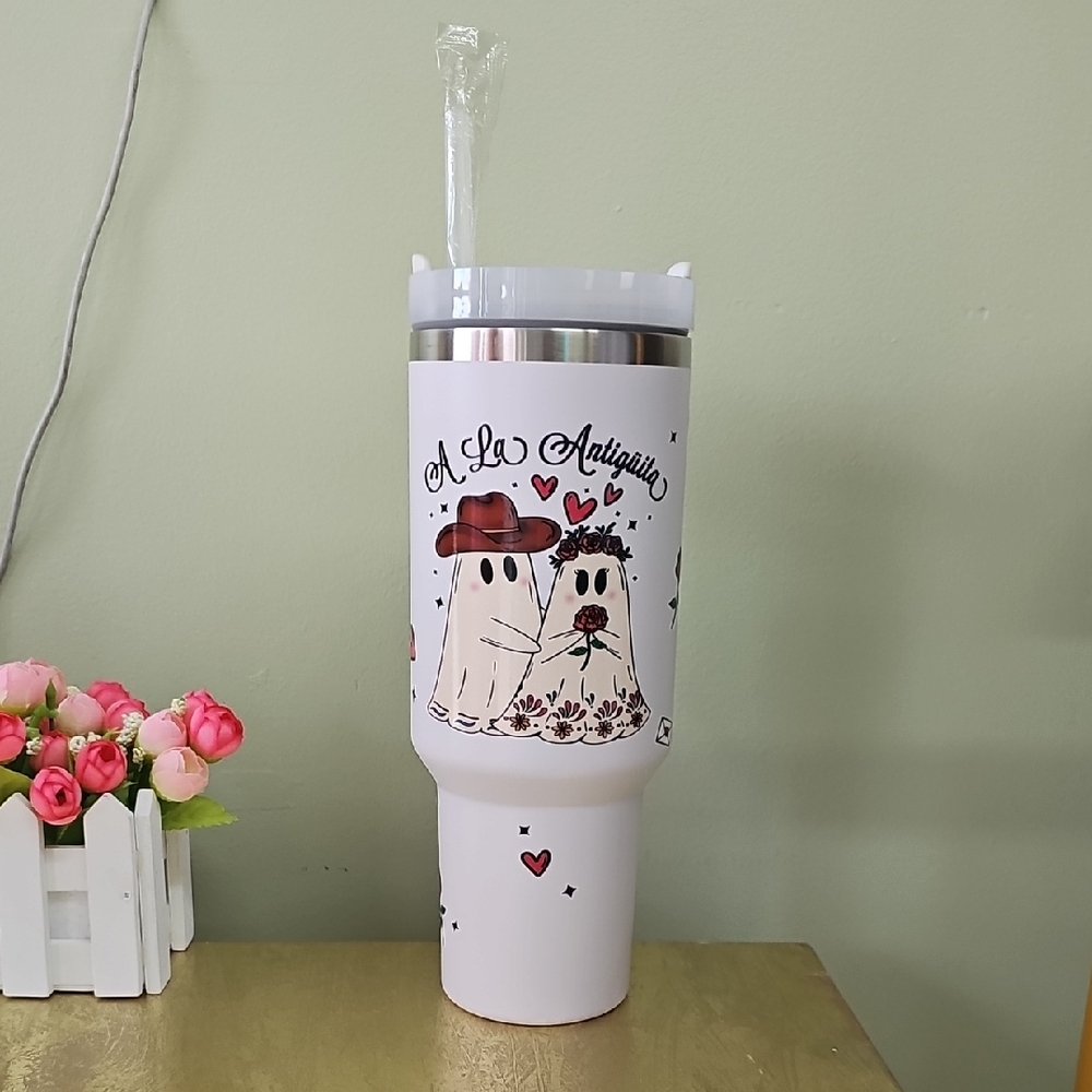 White Ghost-Themed Tumbler Love